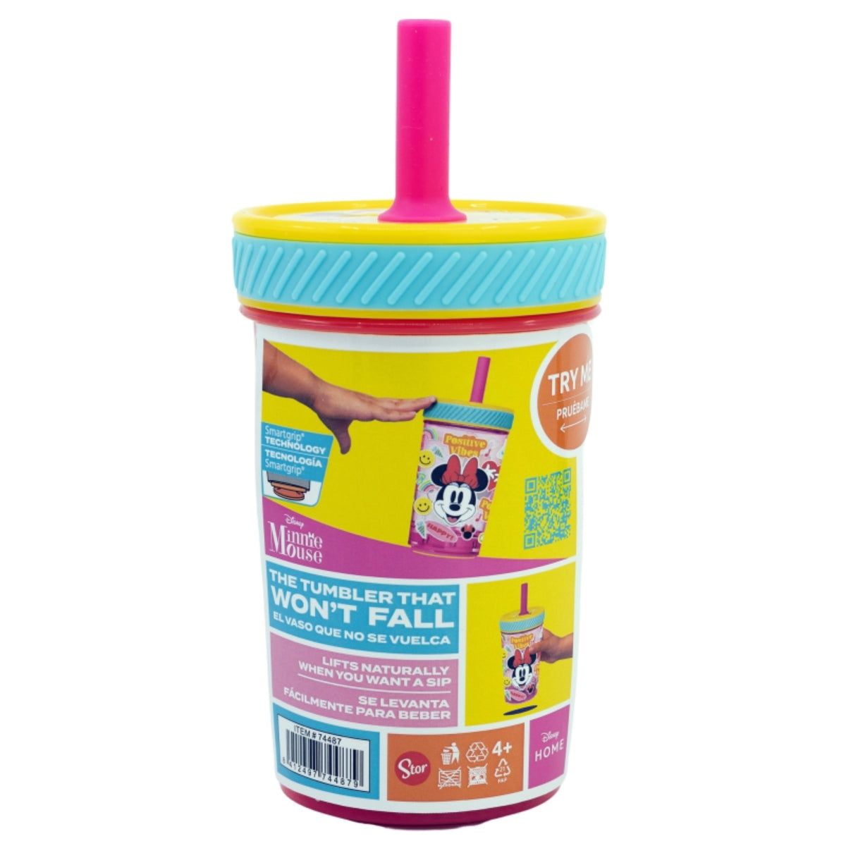 Disney Minnie Mouse Kippsicher Trinkbecher PP 370 ml – Drop Safe Plastikbecher mit Smartgrip-System
