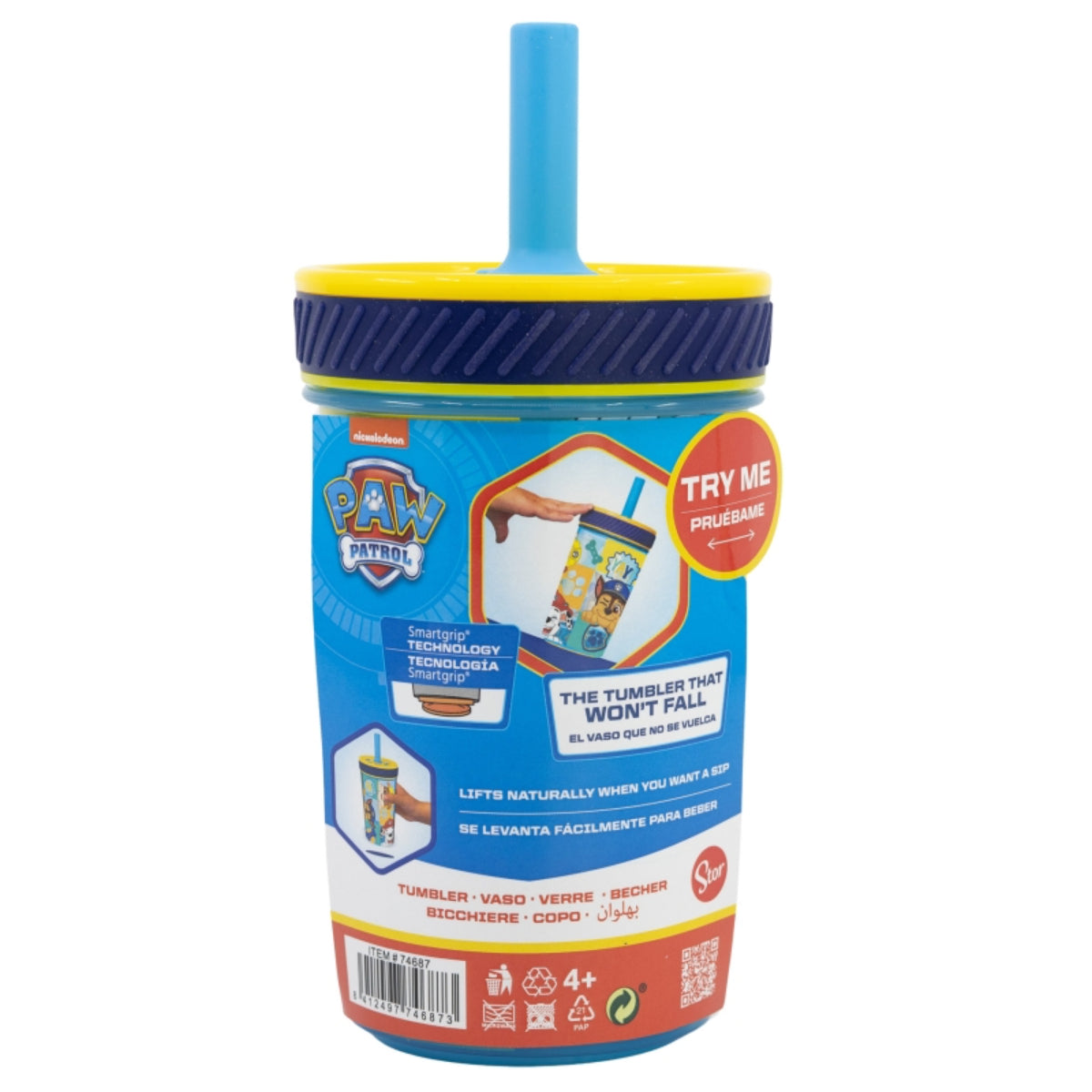 Paw Patrol Kippsicher Trinkbecher PP 370 ml – Drop Safe Plastikbecher mit Smartgrip-System