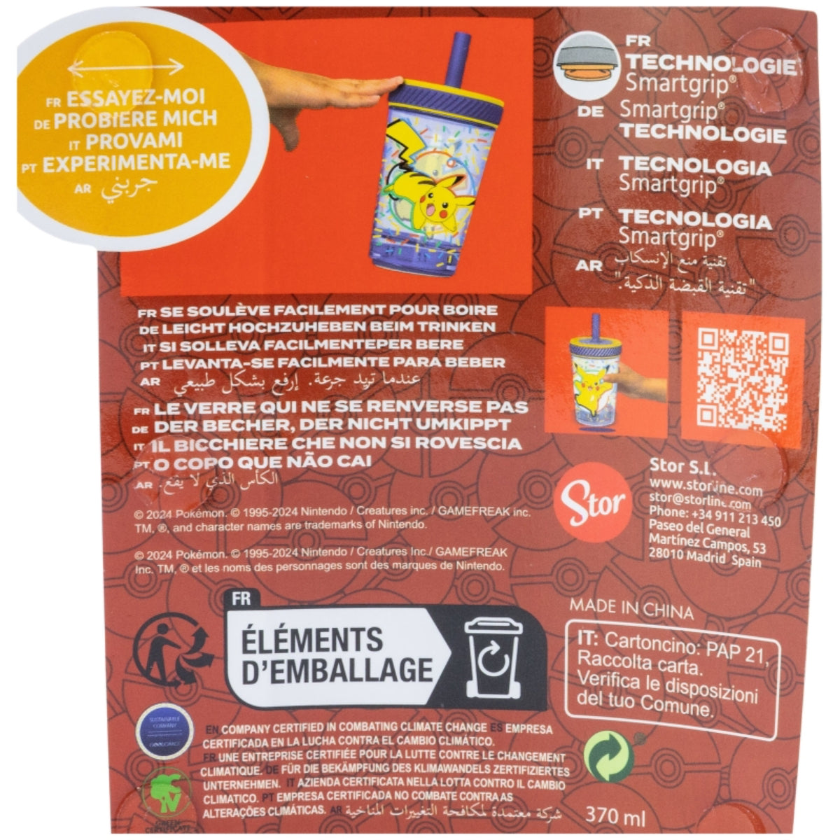 Pokemon Pikachu Kippsicher Trinkbecher PP 370 ml – Drop Safe Plastikbecher mit Smartgrip-System