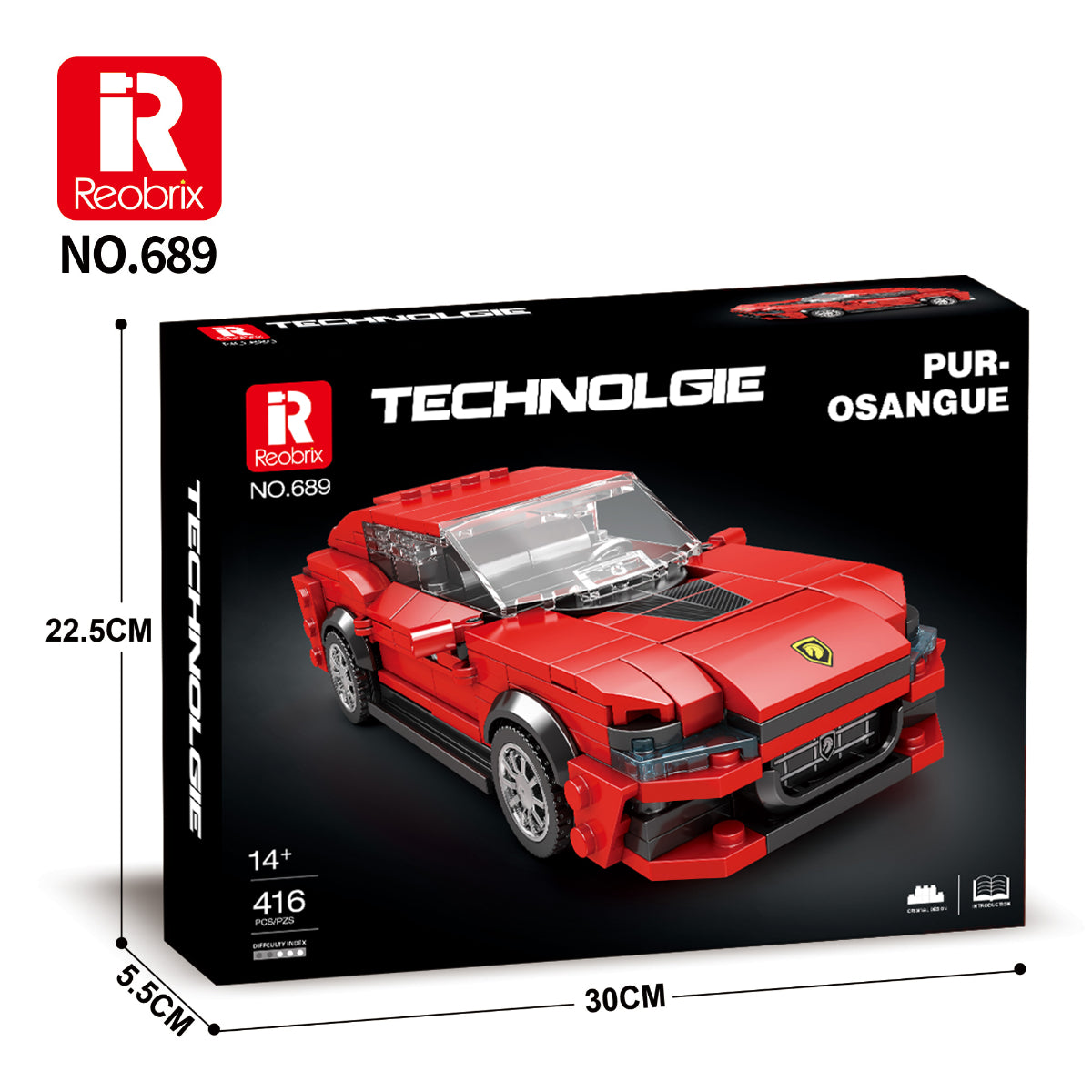 Reobrix 689 Supersportwagen 1:24 Klemmbaustein Auto 416 Teile