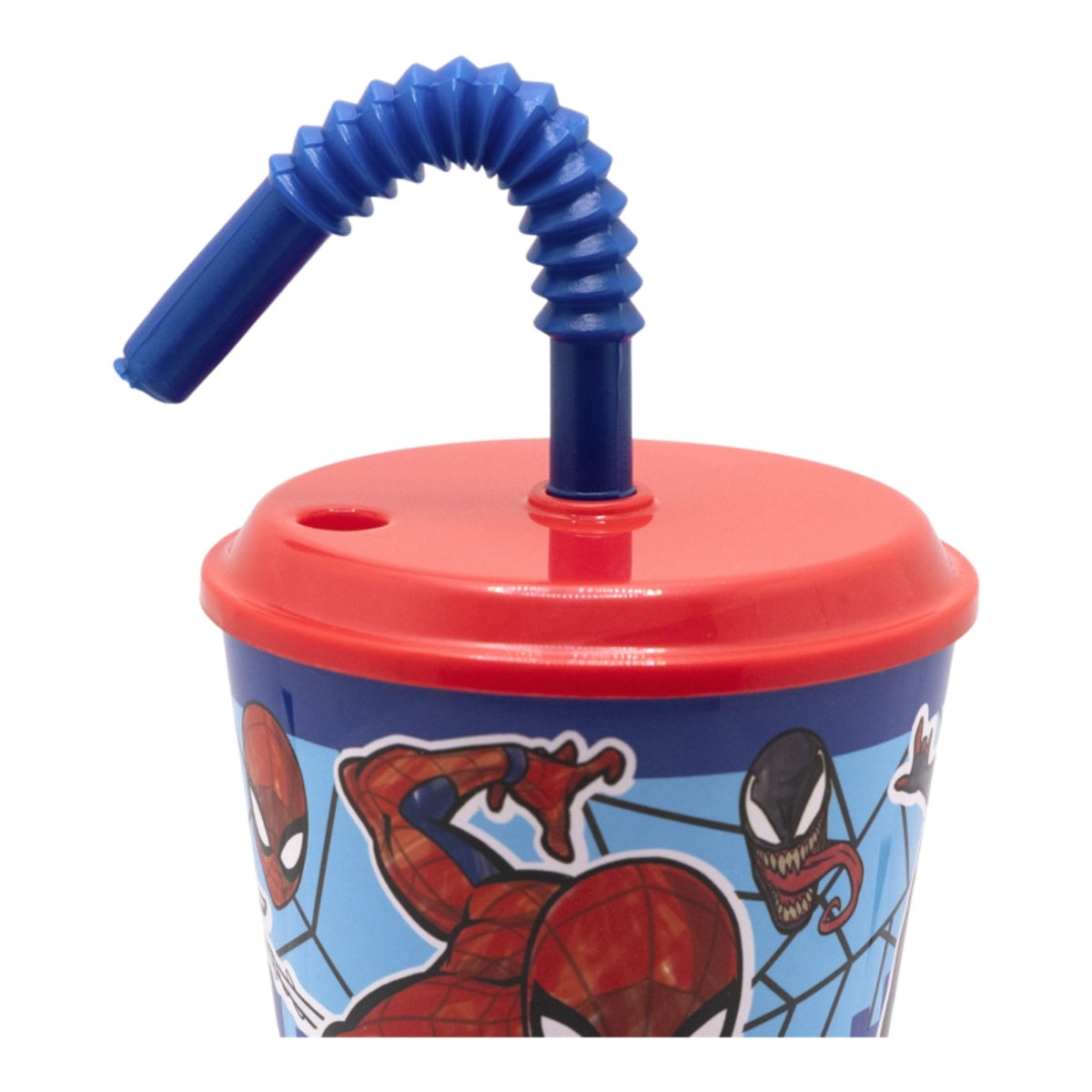 Marvel Spiderman Trinkbecher 430 ml mit Deckel und Strohhalm