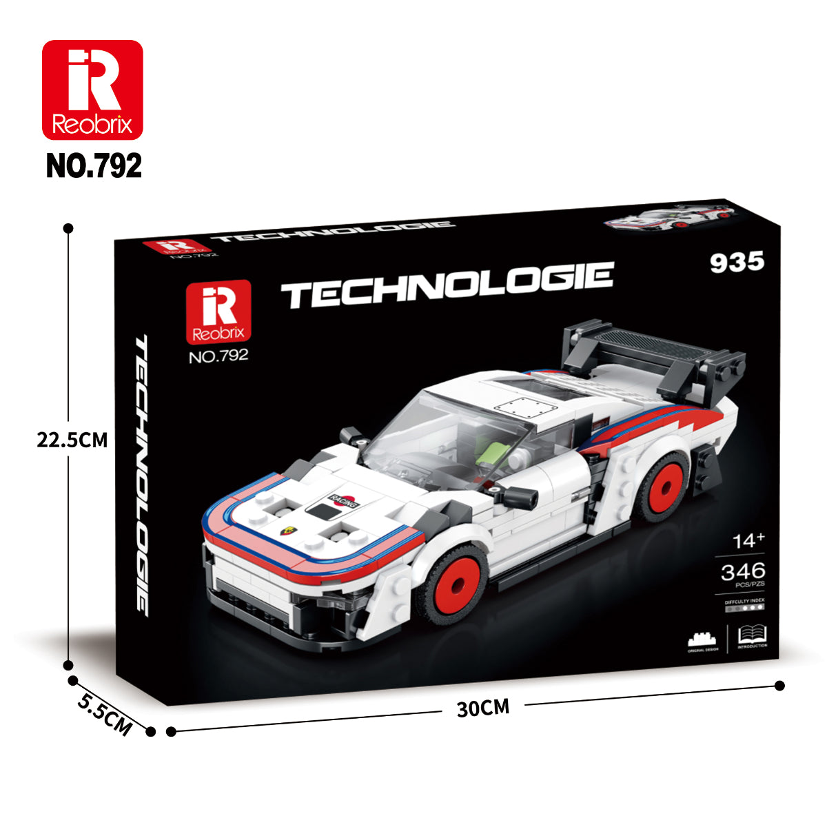 Reobrix 792 Rennwagen 1:24 Klemmbaustein Auto 346 Teile ab 14