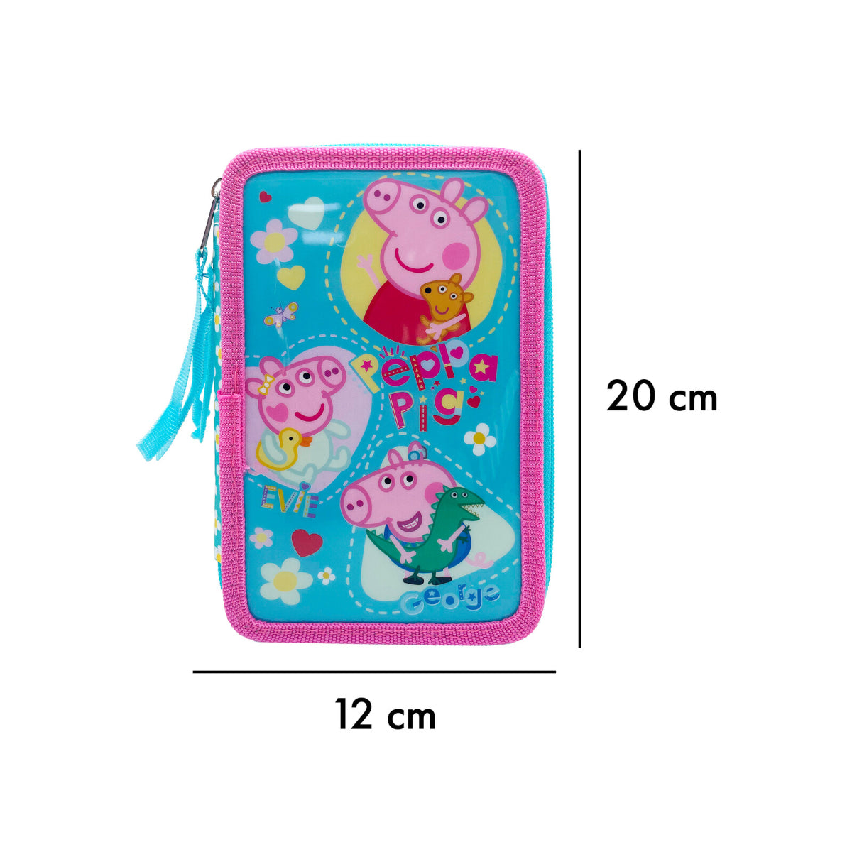 Peppa Pig Federmäppchen gefüllt 3 Fächer Schreibwaren Set Schule Zuhause