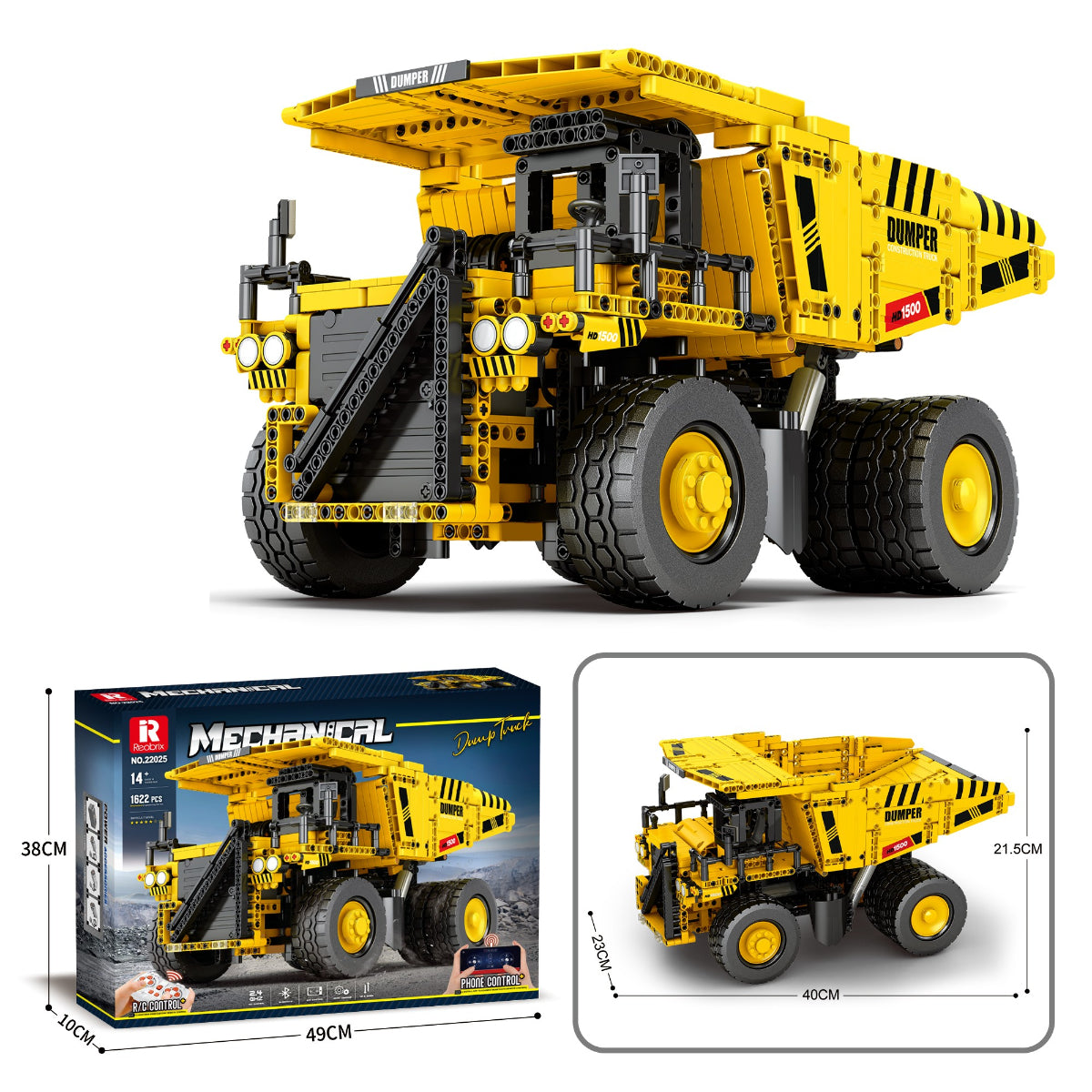 Reobrix 22025 RC Muldenkipper Klemmbaustein Baufahrzeug 1622 Teile ab 14