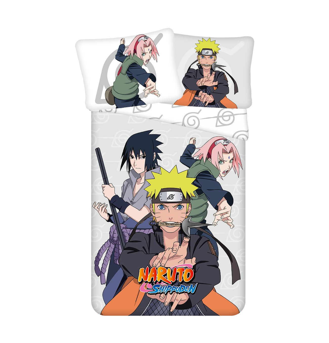 Naruto Baumwoll-Bettwäsche 140x200 cm Deckenbezug + 70x90 cm Kissenbezug mit Reißverschluss