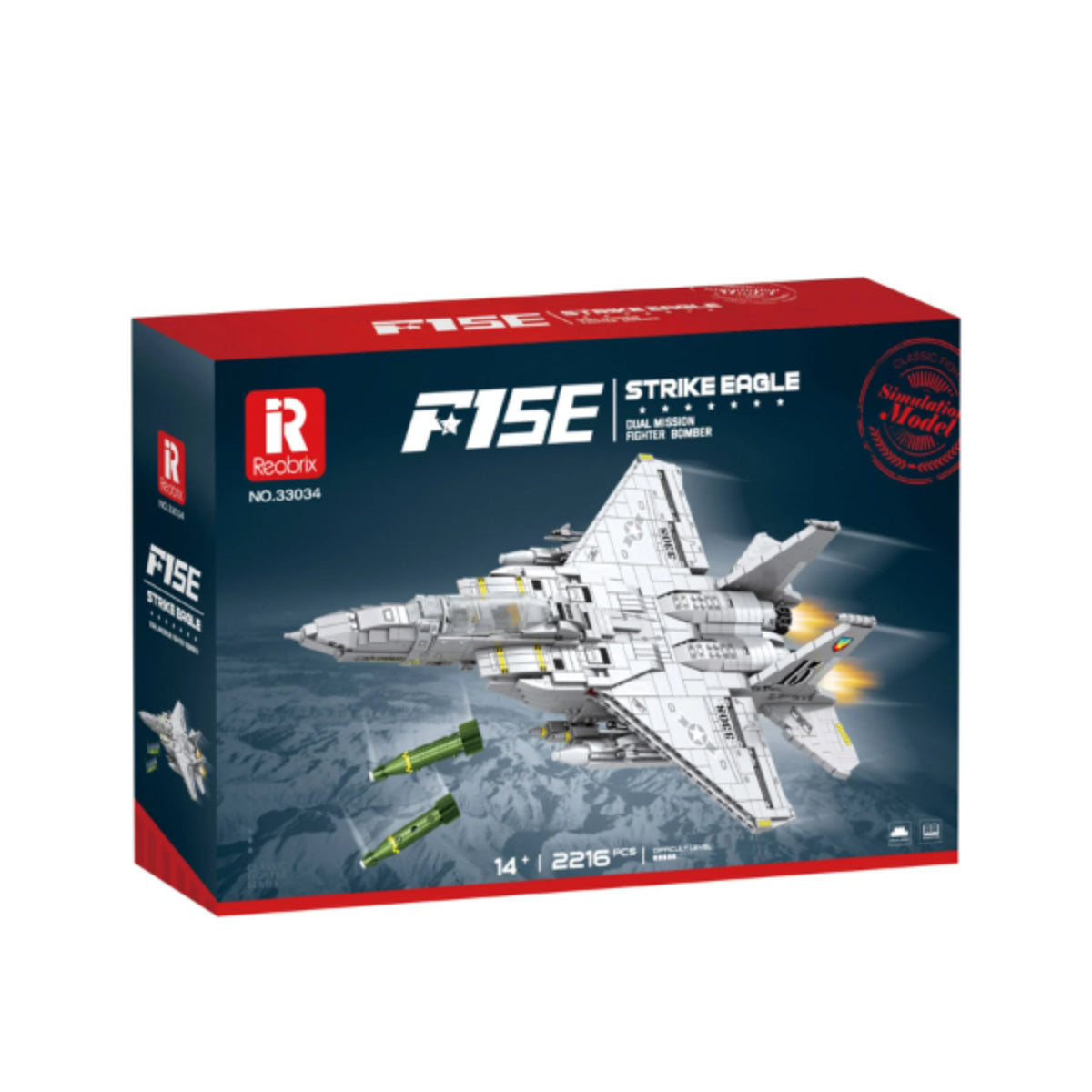 Reobrix 33034 F-15E Jet Klemmbaustein Flugzeug 2216 Teile ab 14