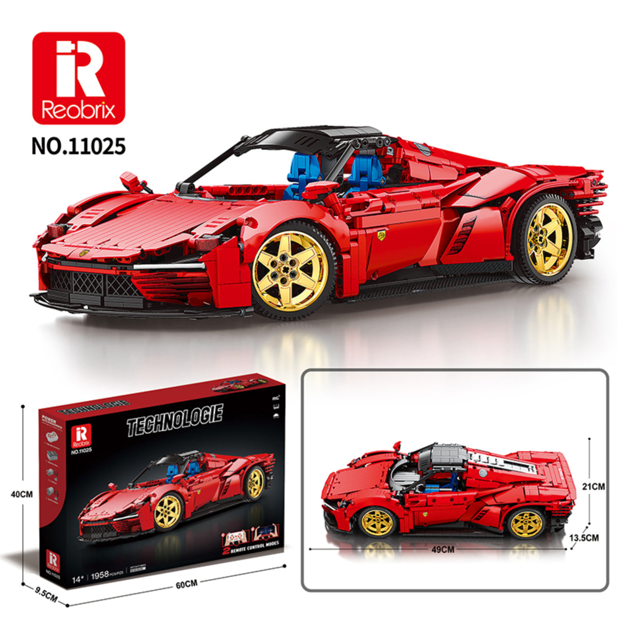 Reobrix 11025 Supercar 1:10 Klemmbaustein 1958 Teile ab 14
