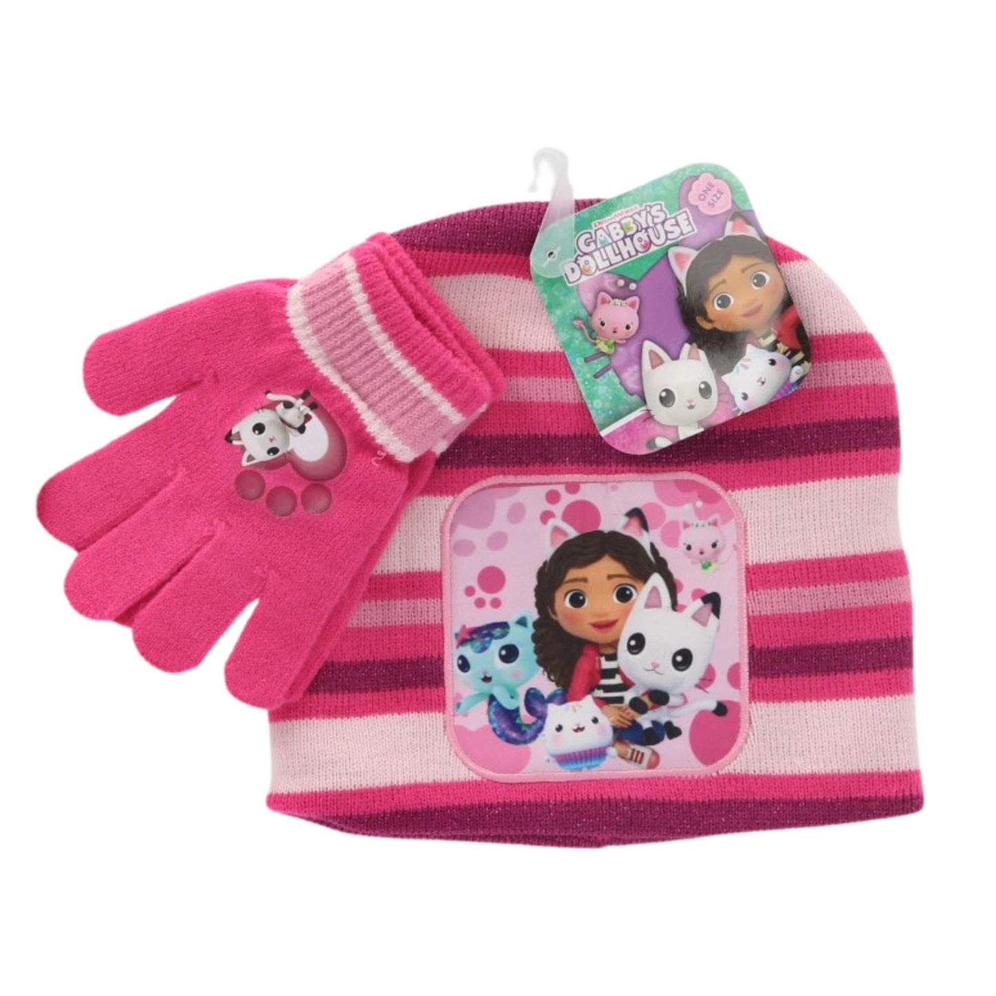 Gabby’s Dollhouse Mütze und Handschuhe Set Kinder Rosa & Pink