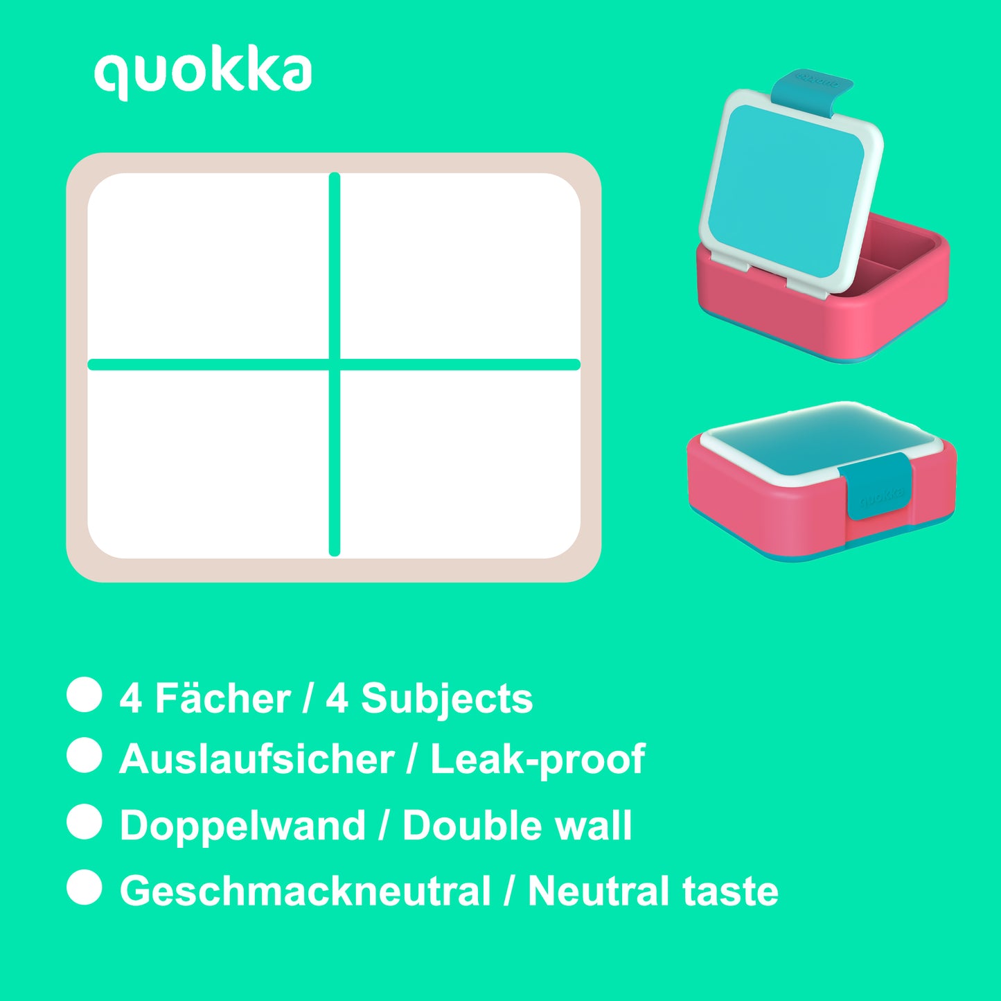 Quokka Tigers Brotdose Doppelwand Kinder Lunchbox 3-Fächer
