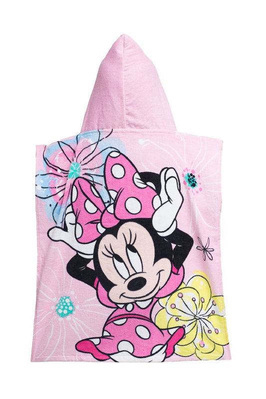 Disney Minnie Mouse Badeponcho für Kinder Hochwertiger Frottee aus 100 % Baumwolle