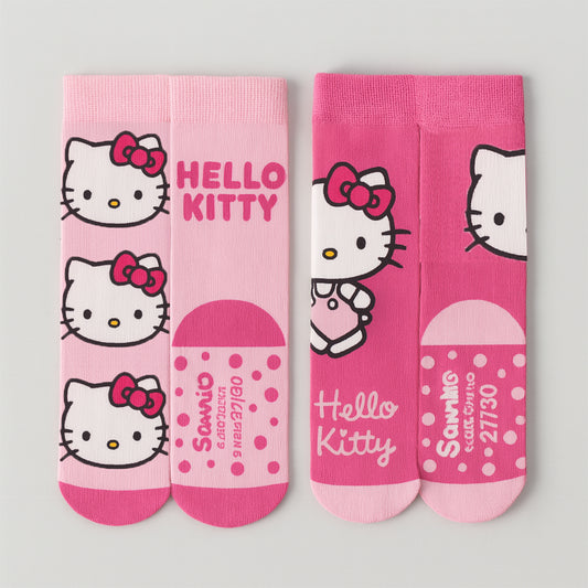 Hello Kitty 2-Paar Anti-Rutsch-Socken – Weiche Strümpfe für Kinder