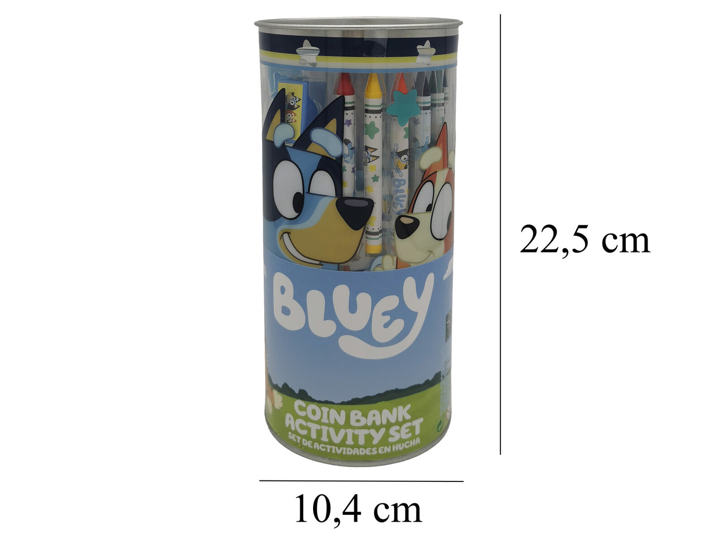 Bluey Aktivitätsset mit Spardose Malset 4 Zeichenblätter 8 Buntstifte 12 Wasserfarben