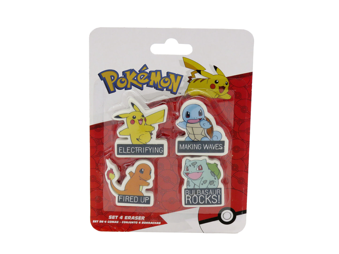Pokémon Radiergummi Set 4 teilig Schulzubehör für Kinder