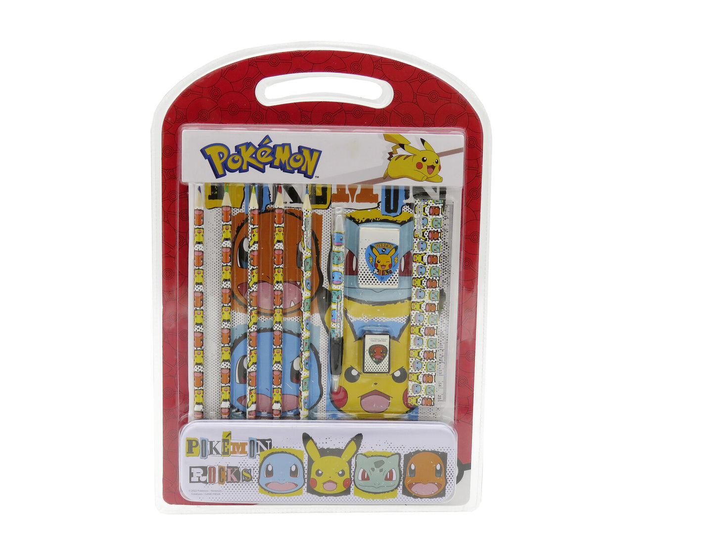 Pokémon Schreibwarenset mit Metall Federmäppchen 60 Blatt Zeichenblock