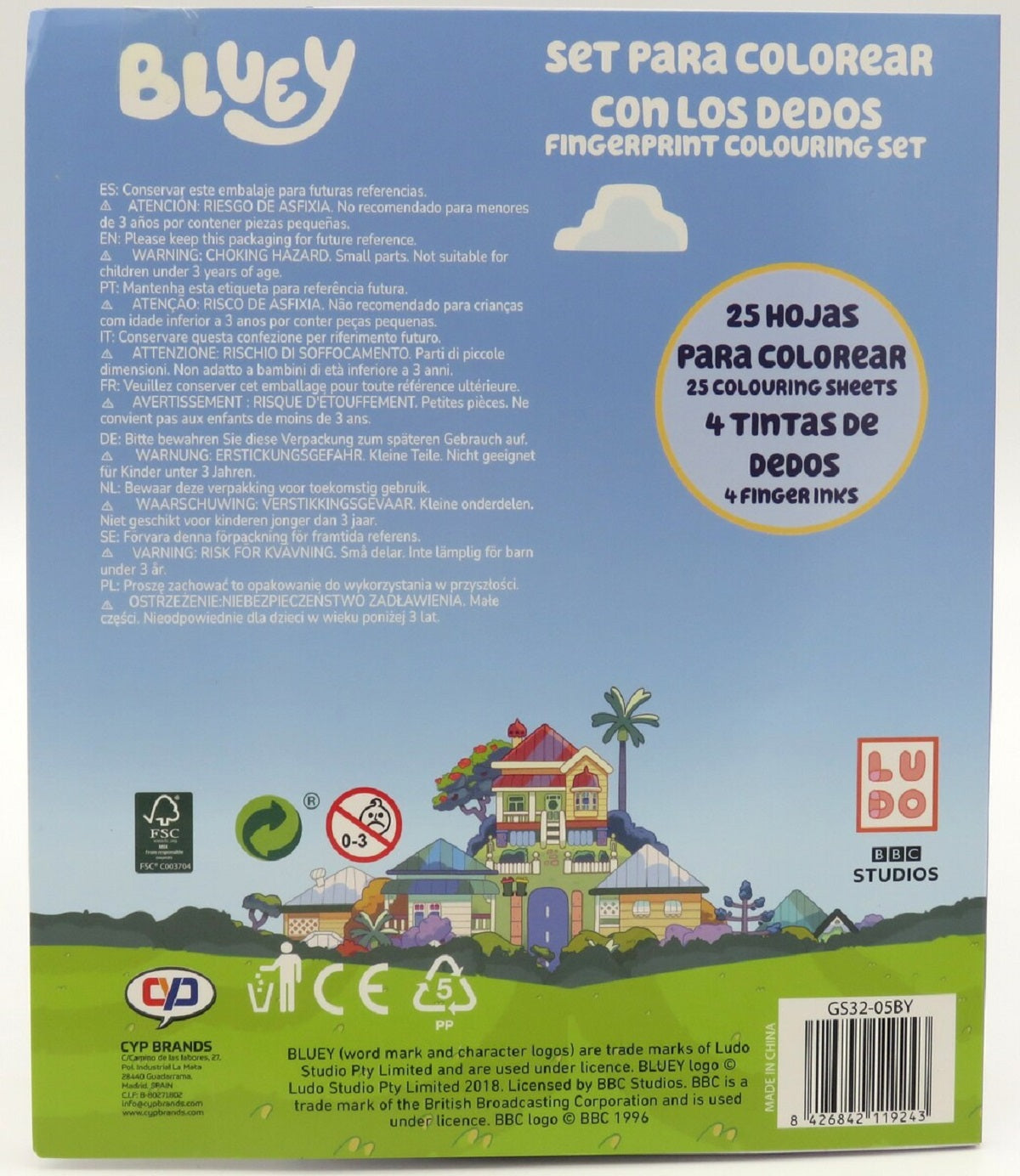 Bluey Fingerfarben Malset Ausmalbuch mit Farben und Vorlagen Kreativset Kinder