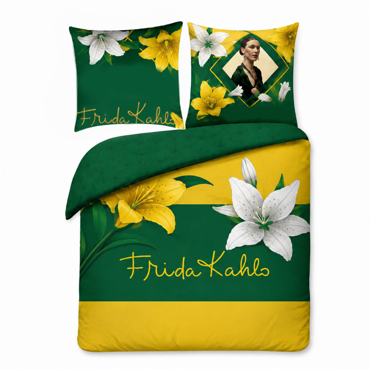 Frida Kahlo Bettwäsche Set 140 × 200 cm 70 × 90 cm Baumwolle mit dekorativem Blumen Motiv