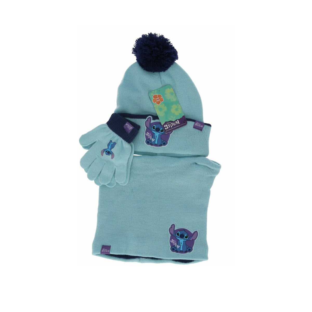 Lilo & Stitch Mütze mit Schlauchschal und Handschuhe für Kinder