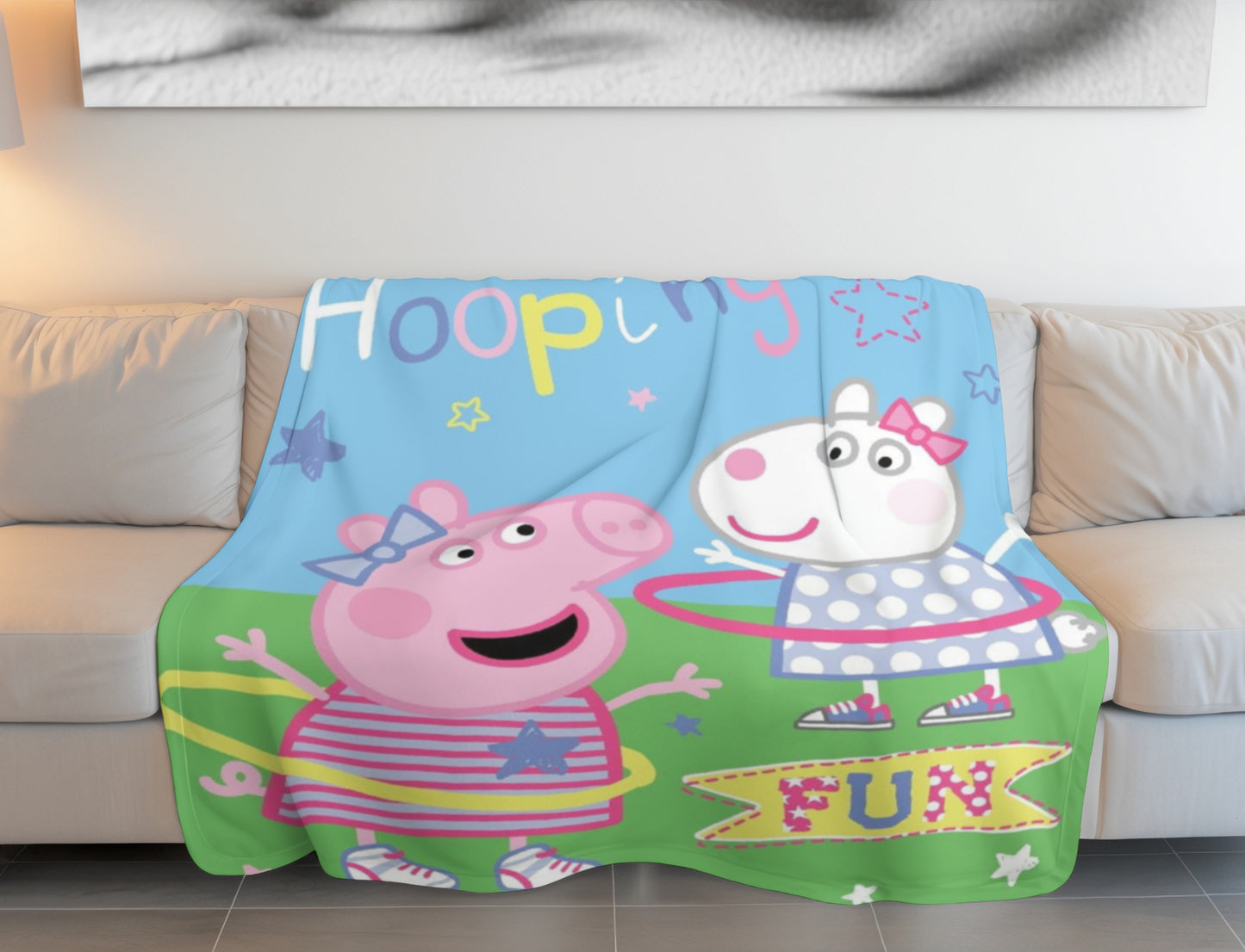 Peppa Pig Fleece-Decke 100x150 cm Kuscheldecke aus 100 % Polyester, Weich & Warm