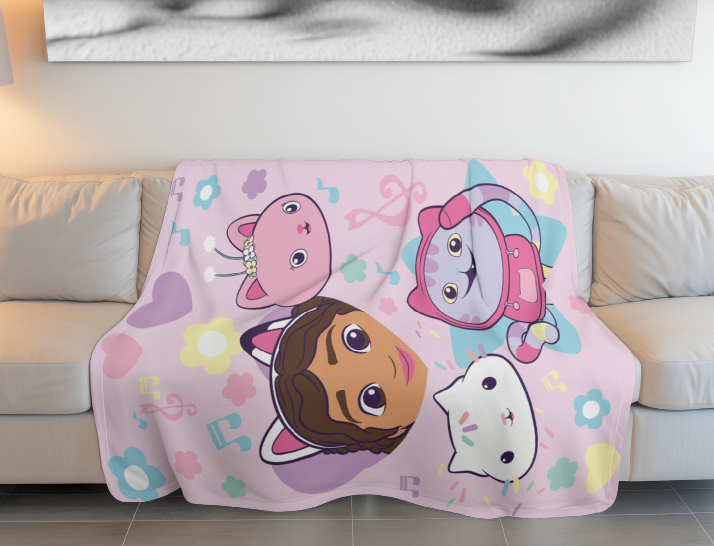 Gabby's Dollhouse Fleece-Decke 100x150 cm Kuscheldecke aus 100 % Polyester, Weich & Warm