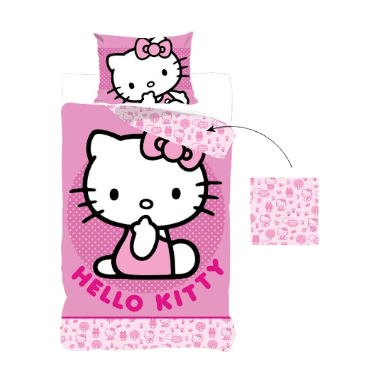 Hello Kitty Bettwäsche-Set für Kinder – Weicher Bettbezug 140x200 cm mit Kissenbezug 60x70 cm