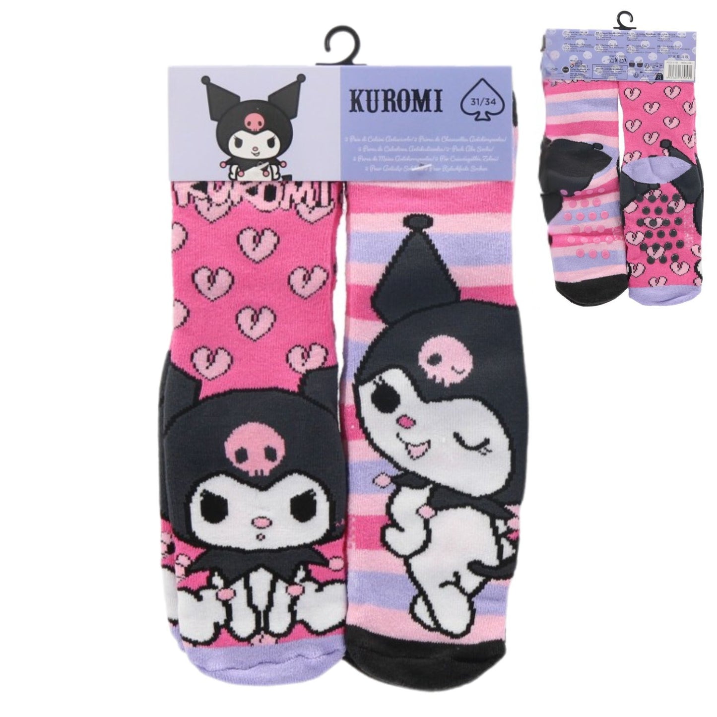 Hello Kitty Kuromi 2er Pack Kinder Socken rutschfeste Kuschelsocken Sportsocken