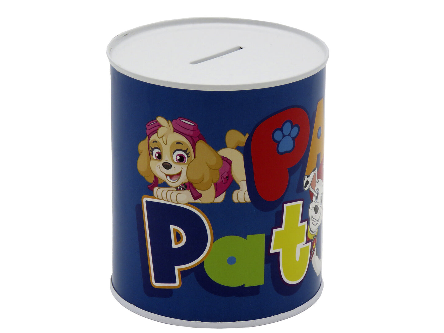 Paw Patrol Spardose 12 × 10 × 10 cm Metall Sparbüchse zylindrisch mit Schlitz für Münzen und Scheine