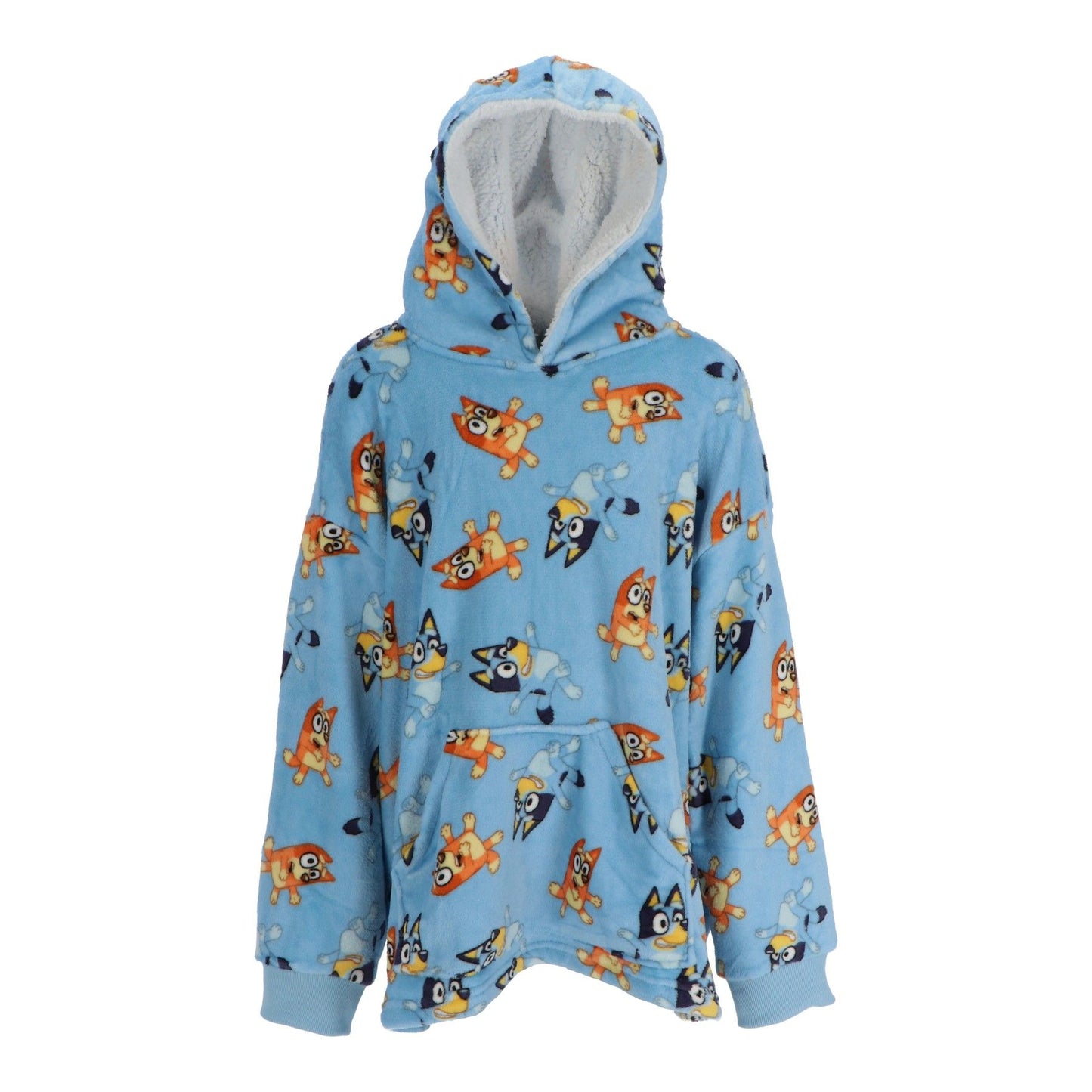 Bluey Kuscheldecke mit Kapuze Fleece Decke One Size 7-12 Jahre warm & gemütlich