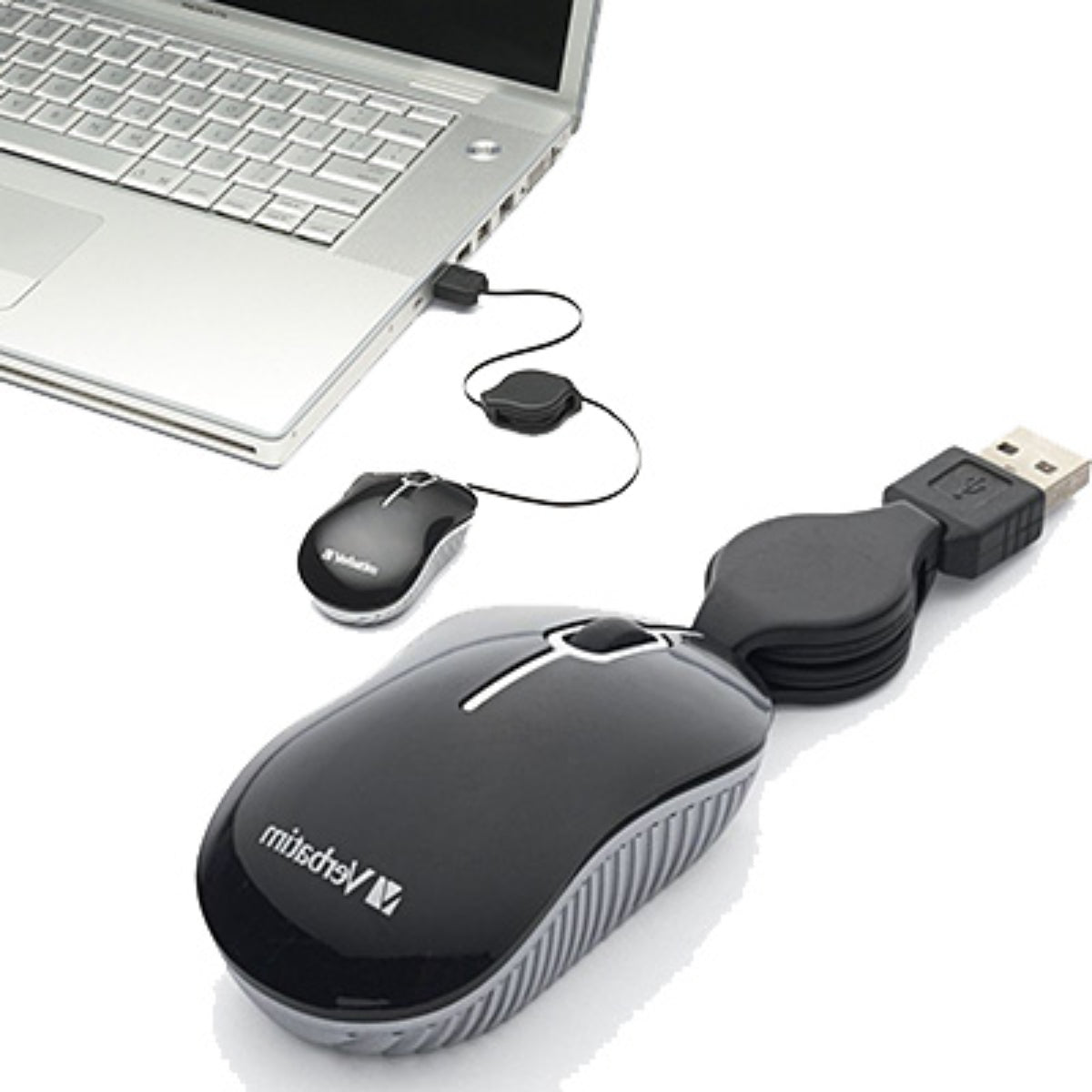 Verbatim 98113 Mini Travel Maus USB 1000 DPI Kabelaufroller Schwarz