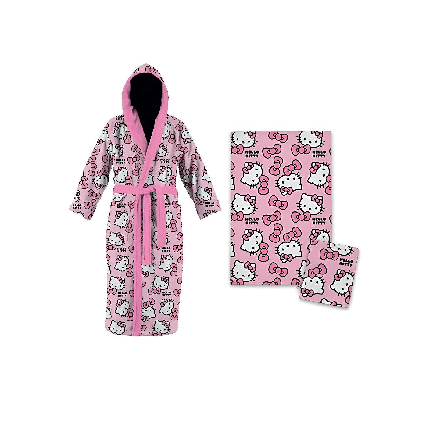 Hello Kitty Badeset – Kuscheliger Bademantel, Handtuch & Waschlappen für Kinder