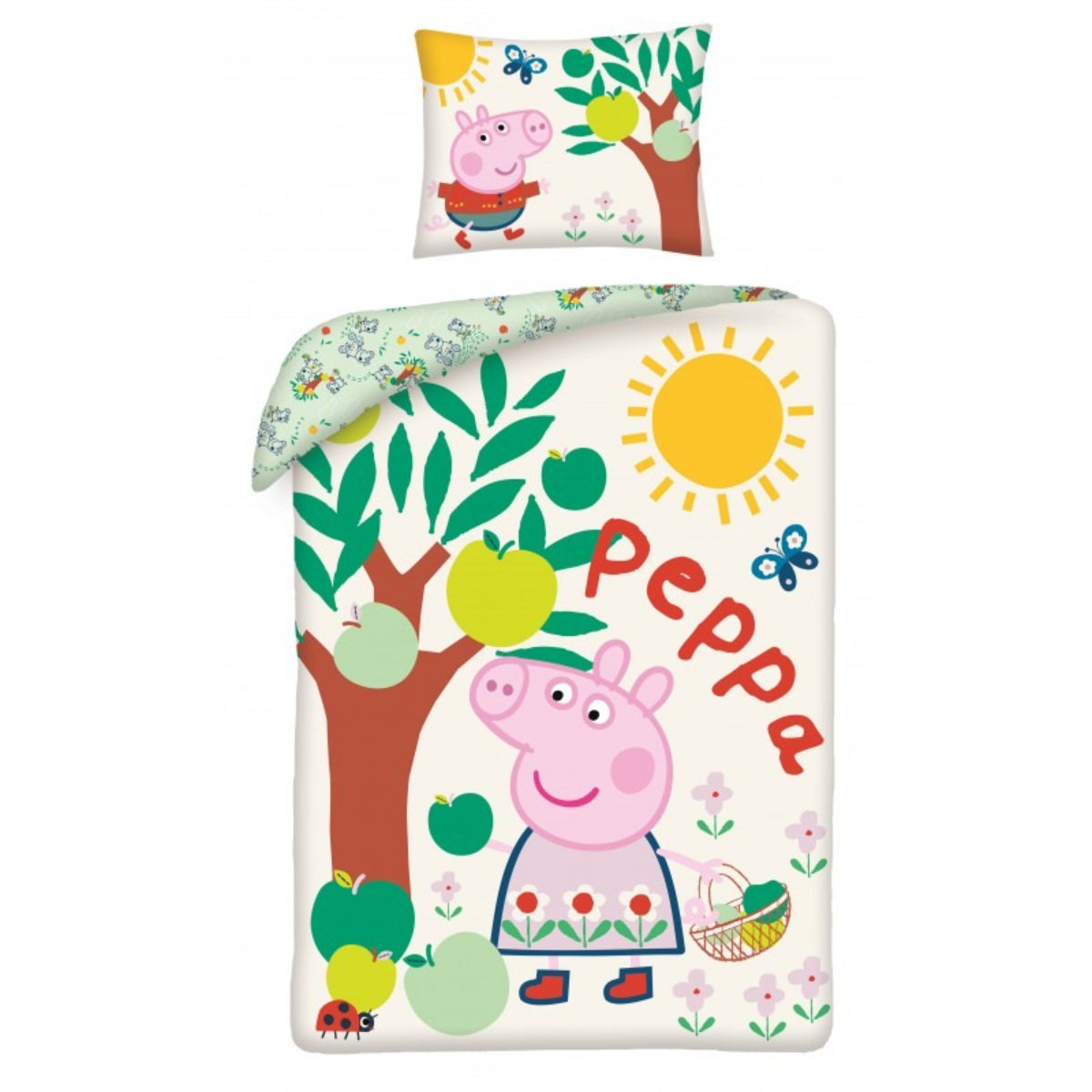 Peppa Pig Bettwäsche Set aus Baumwolle Bettdeckenbezug 140 × 200 cm mit 70 × 90 cm Kissenbezug