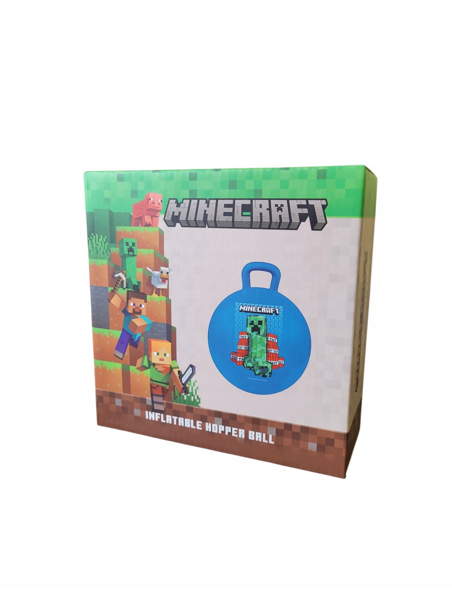 Minecraft Springball mit Griff 50 cm Hüpfball aufblasbar für Spiel und Bewegung