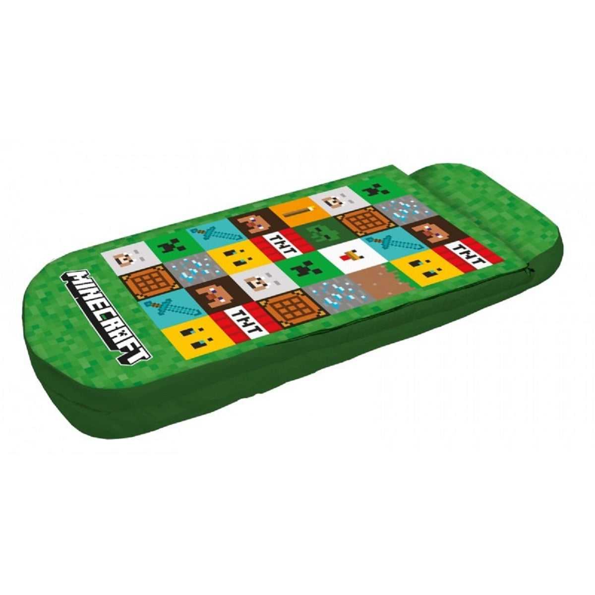 Minecraft Schlafsack mit Luftmatratze 150 × 62 × 20 cm inklusive Pumpe und Reißverschlussbezug