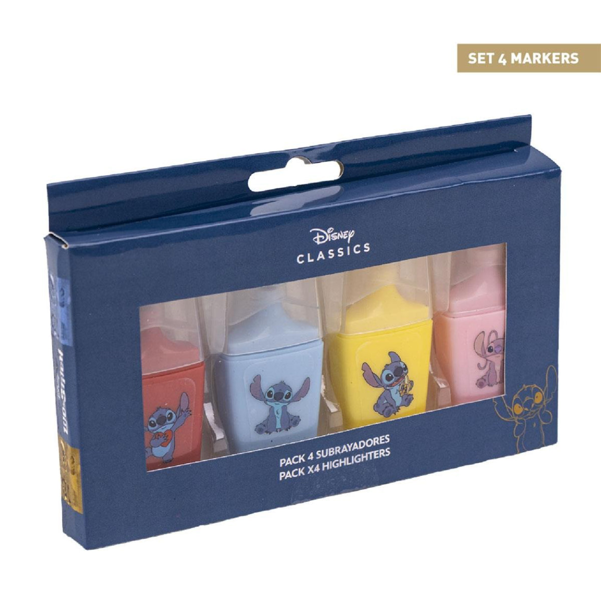 Lilo & Stitch Textmarker-Set – 4 bunte Marker für Schule & Büro