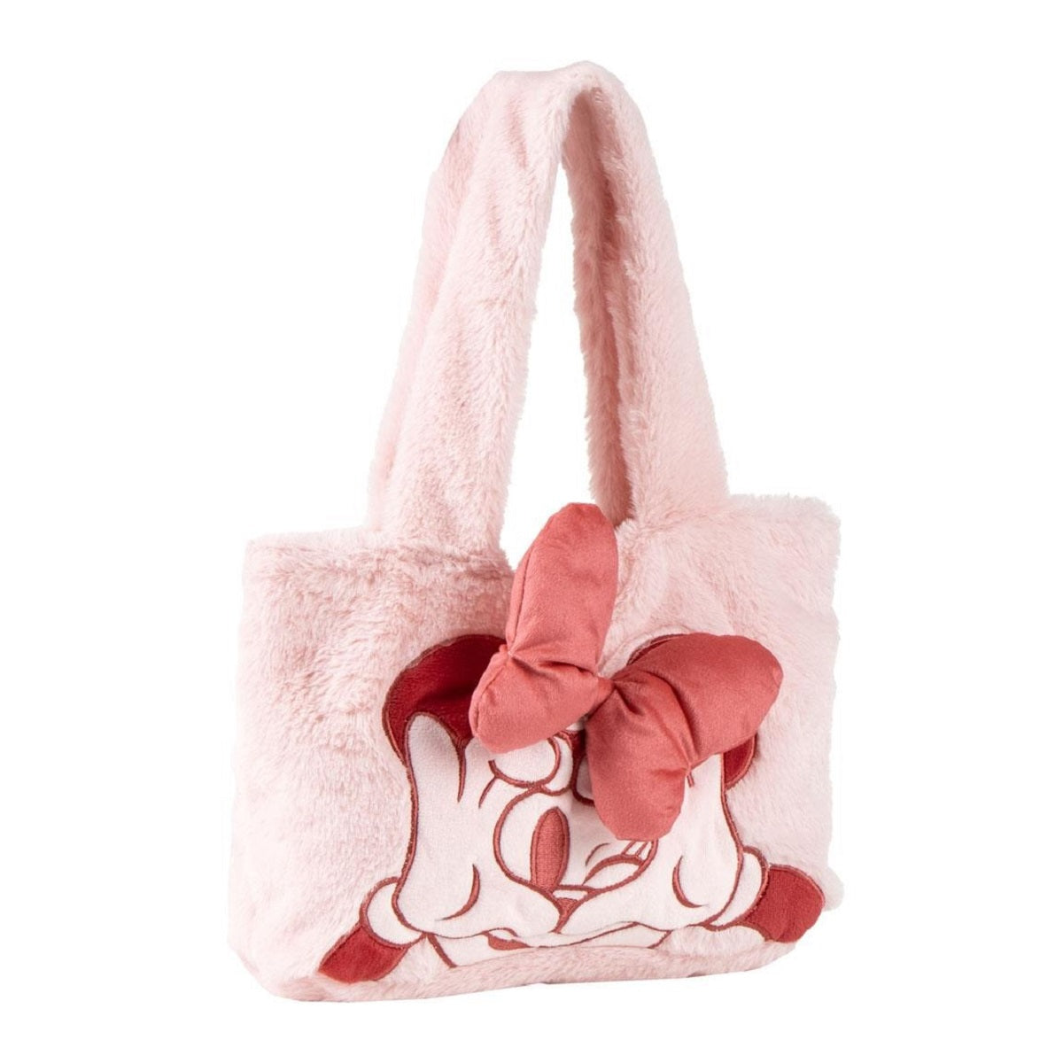 Disney Minnie Mouse Shopper Tasche aus Plüsch - Flauschige Einkaufstasche - Geräumige Tragetasche