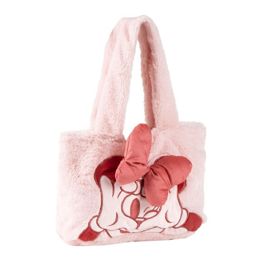Disney Minnie Mouse Shopper Tasche aus Plüsch - Flauschige Einkaufstasche - Geräumige Tragetasche
