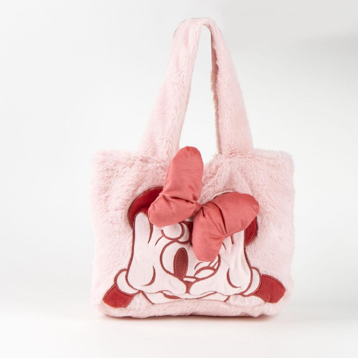 Disney Minnie Mouse Shopper Tasche aus Plüsch - Flauschige Einkaufstasche - Geräumige Tragetasche