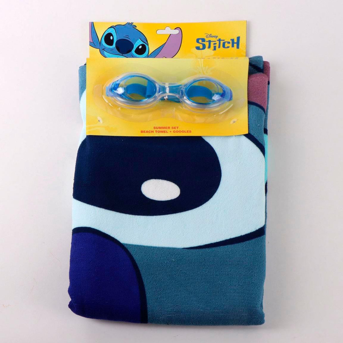 Lilo & Stitch Kinder Strandtuch 70 × 140 cm mit Schwimmbrille als Set