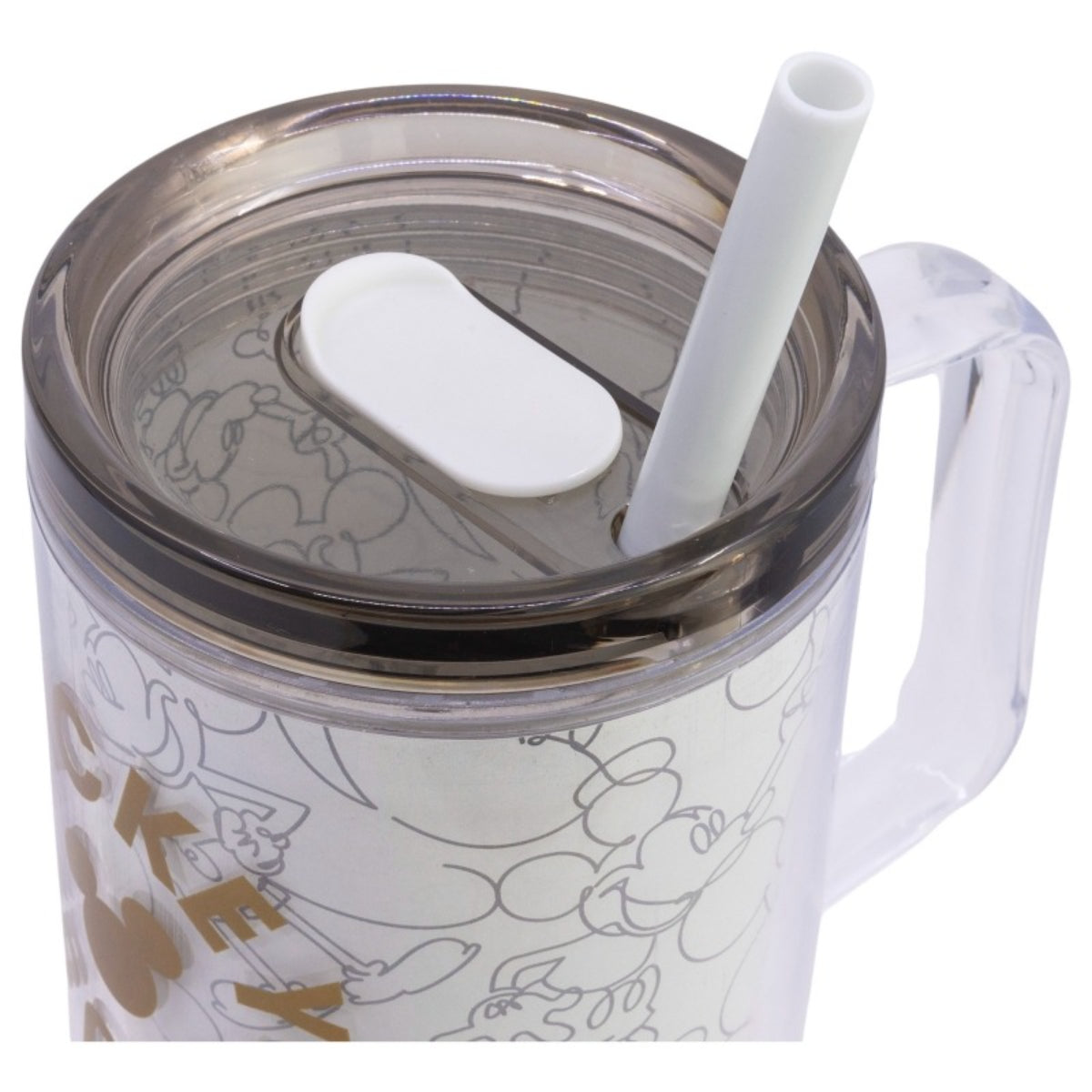 Disney Mickey Mouse Trinkbecher mit Strohhalm und Henkel Doppelwandig 860 ml