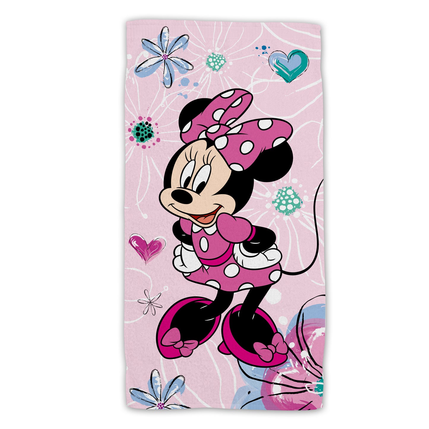 Disney Minnie Mouse Baumwolle Strandtuch Frottee Badetuch mit Premium Druck, 70x140 cm