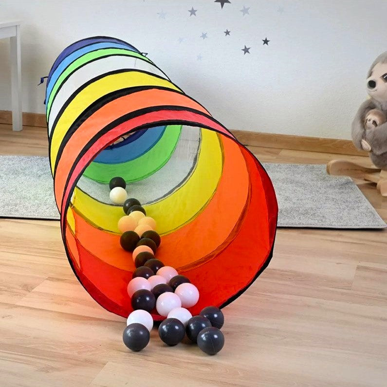 Regenbogen Kindertunnel Spieltunnel Krabbeltunnel Mehrfarbig Spielzeug 180 cm für Drinnen und Draußen