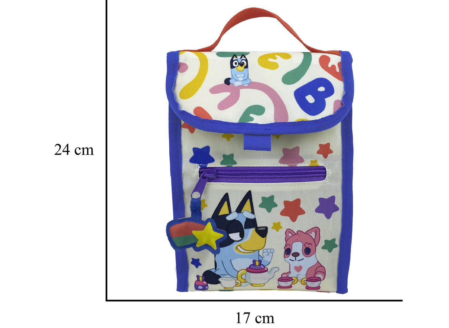 Bluey Snacktasche Kinder Kühltasche 24 × 17 cm isoliert mit Tragegriff und Fronttasche
