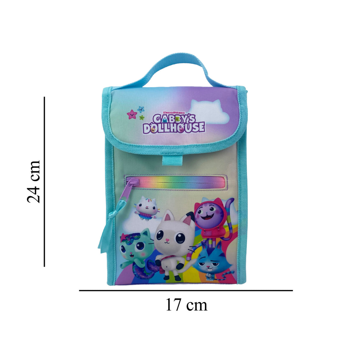 Gabby’s Dollhouse Snacktasche Kinder Kühltasche 24 × 17 cm isoliert mit Tragegriff und Fronttasche