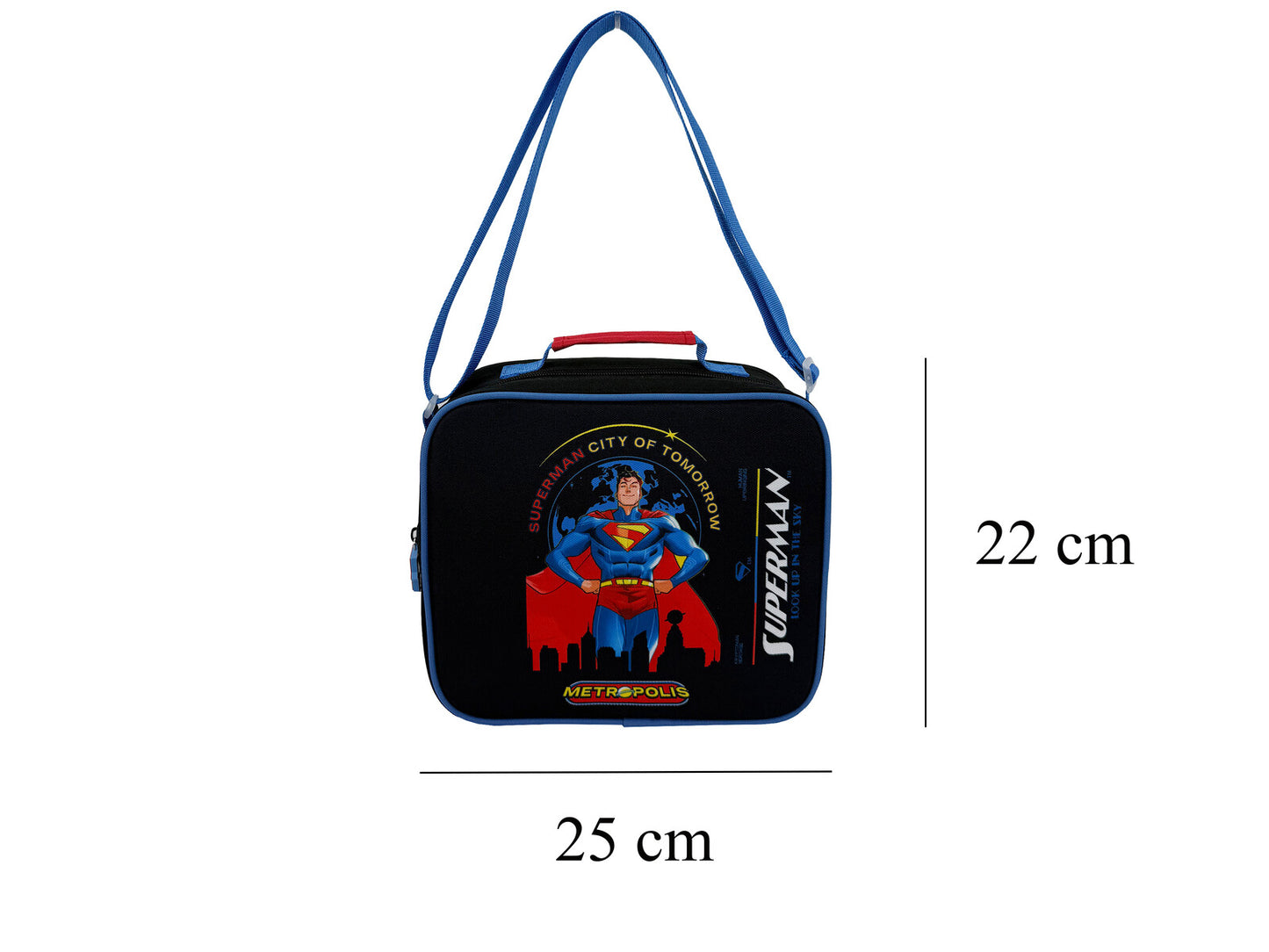 Superman Lunchtasche Brottasche Black mit Reißverschluss Schule Arbeit und Freizeit