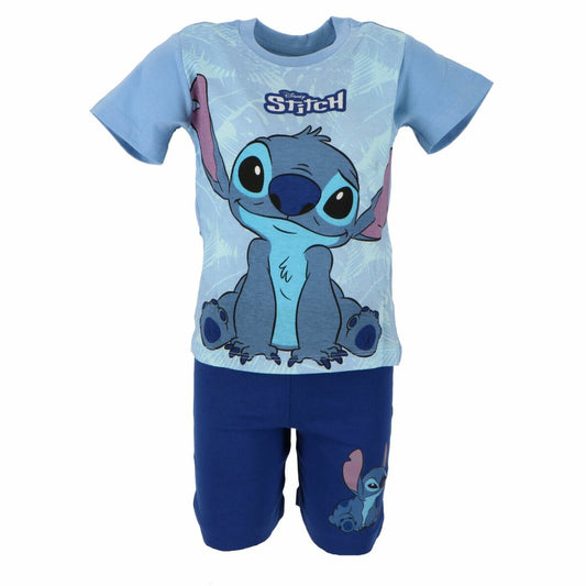 Lilo & Stitch Shortama Atmungsaktiver Kurzarm-Schlafanzug für Kinder, 100% Baumwolle