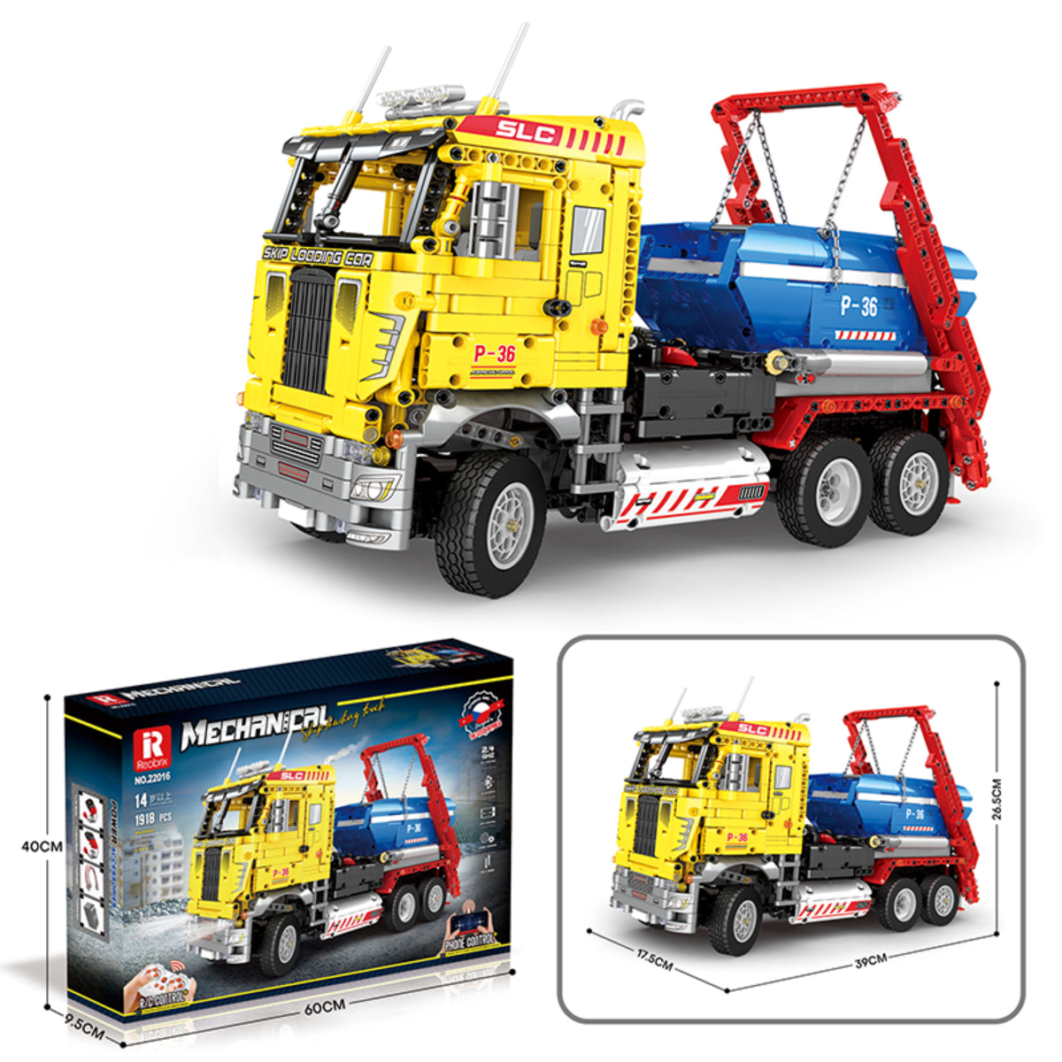 Reobrix 22016 RC Container LKW Klemmbaustein Müllfahrzeug 1918 Teile ab 14