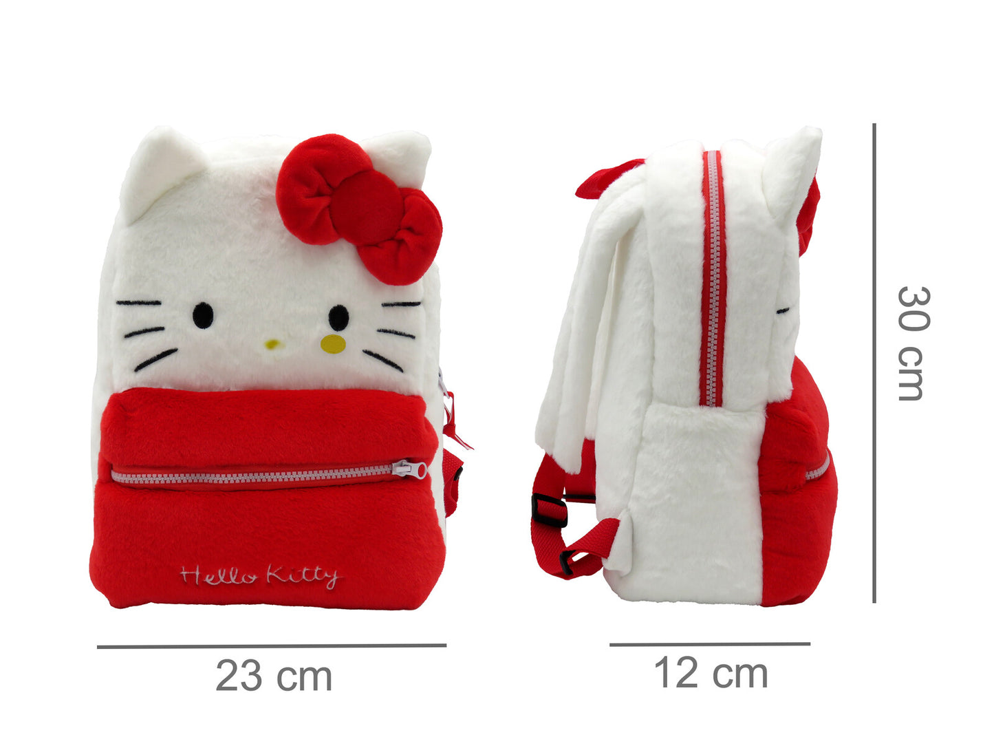 Hello Kitty Plüschrucksack Kinder Rucksack kuschelig mit Reißverschluss