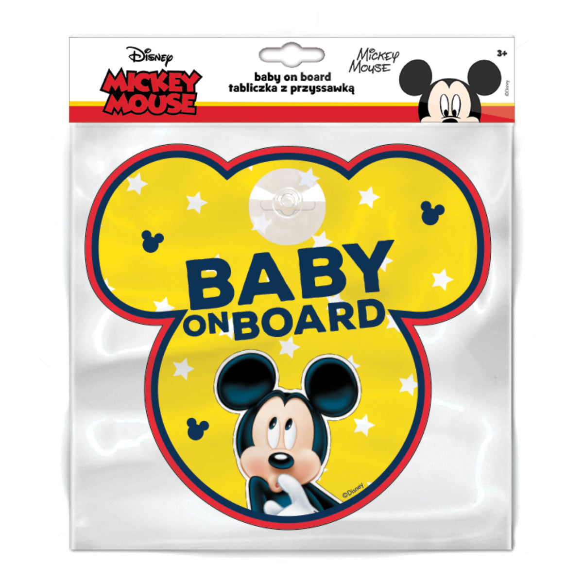Disney Mickey Mouse Baby on Board Schild Auto mit Saugnapf Hinweis Schild fürs Fenster
