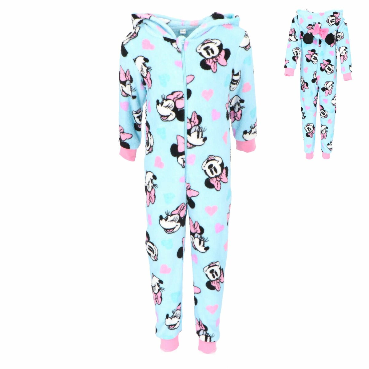 Minnie Maus Kuscheliger Fleece Onesie Schlafanzug Jumpsuit Kinder Pyjamas mit Hoodie