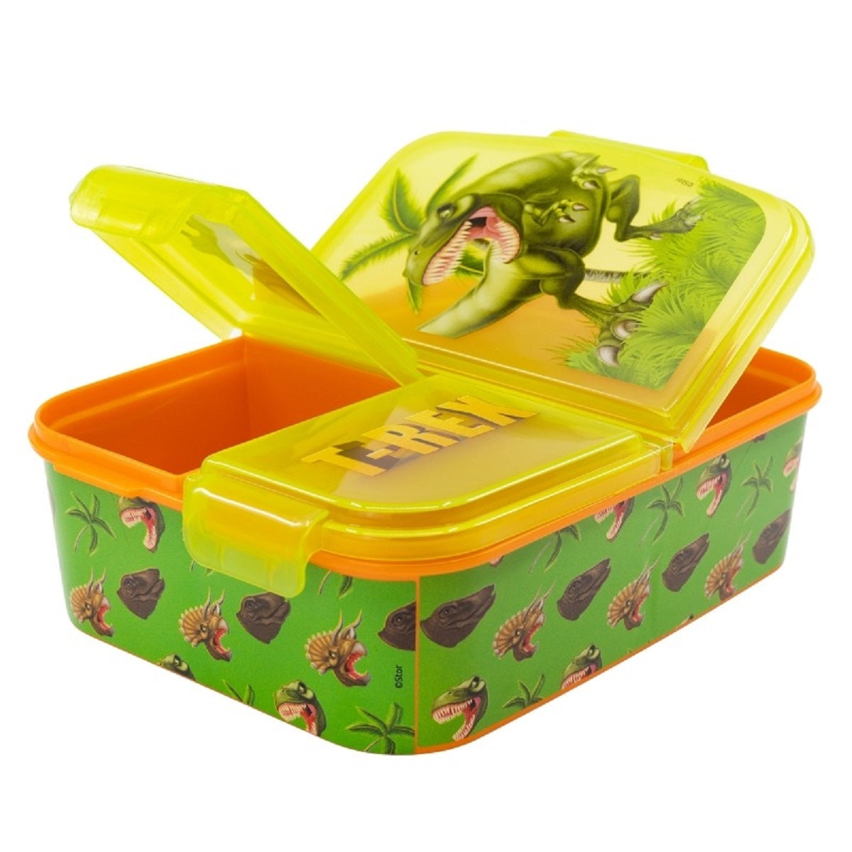 Trex-Kinder Brotdose – Lunchbox mit 3 Fächern & tollem Design
