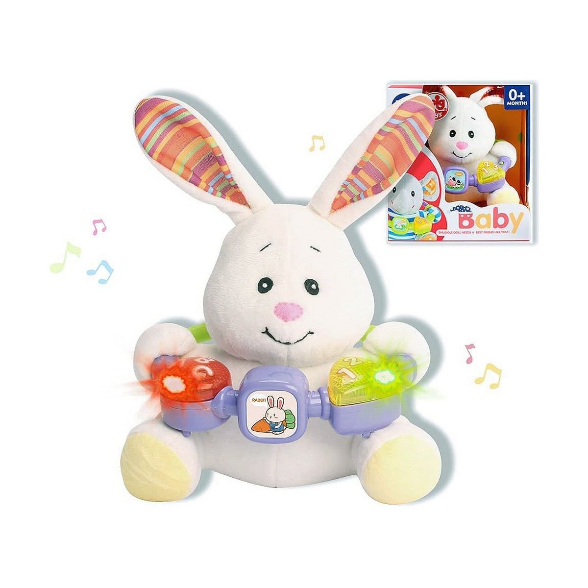 Reig Kaninchen Plüsch mit Sound 20 x 15 x 7 cm weiches Baby Kuscheltier